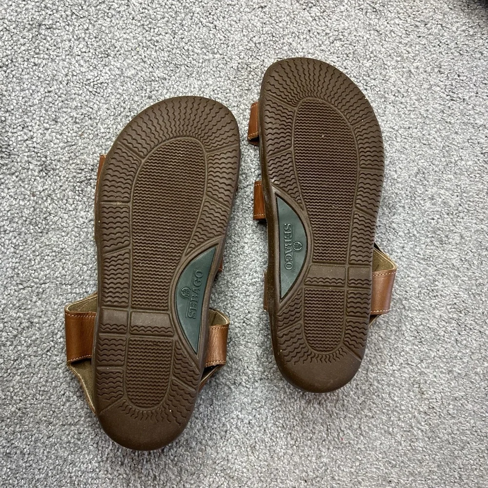 Sebago Docksides Sandals Mens Size 13 Brown‎ Leather Adjustable Slip On Comfort